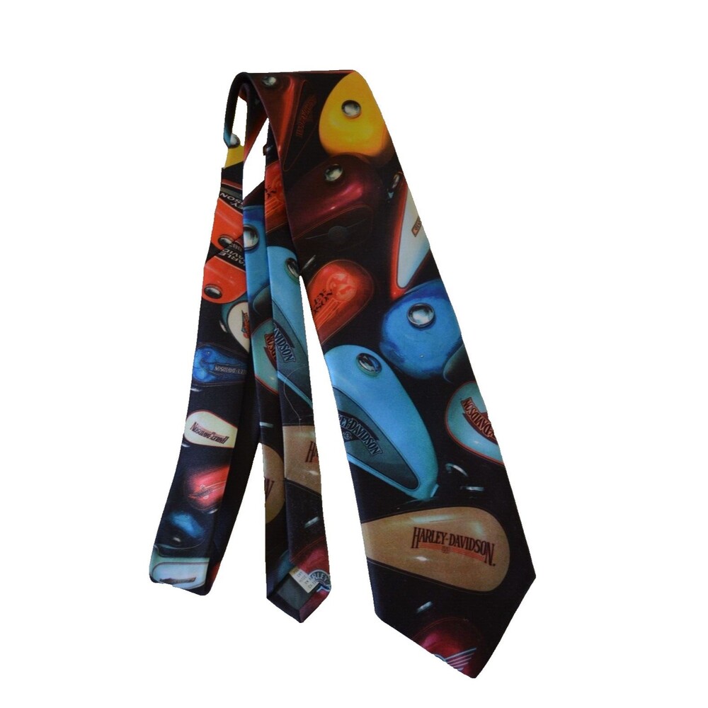 Vintage Harley Davidson Gas Tank Necktie Tie By Surrey Made USA 56.5" Long